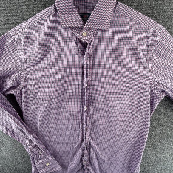 Vineyard Vines ITALY Pink Blue Check Long Sleeve Button Up Shirt Men Small Woven - Picture 1 of 14